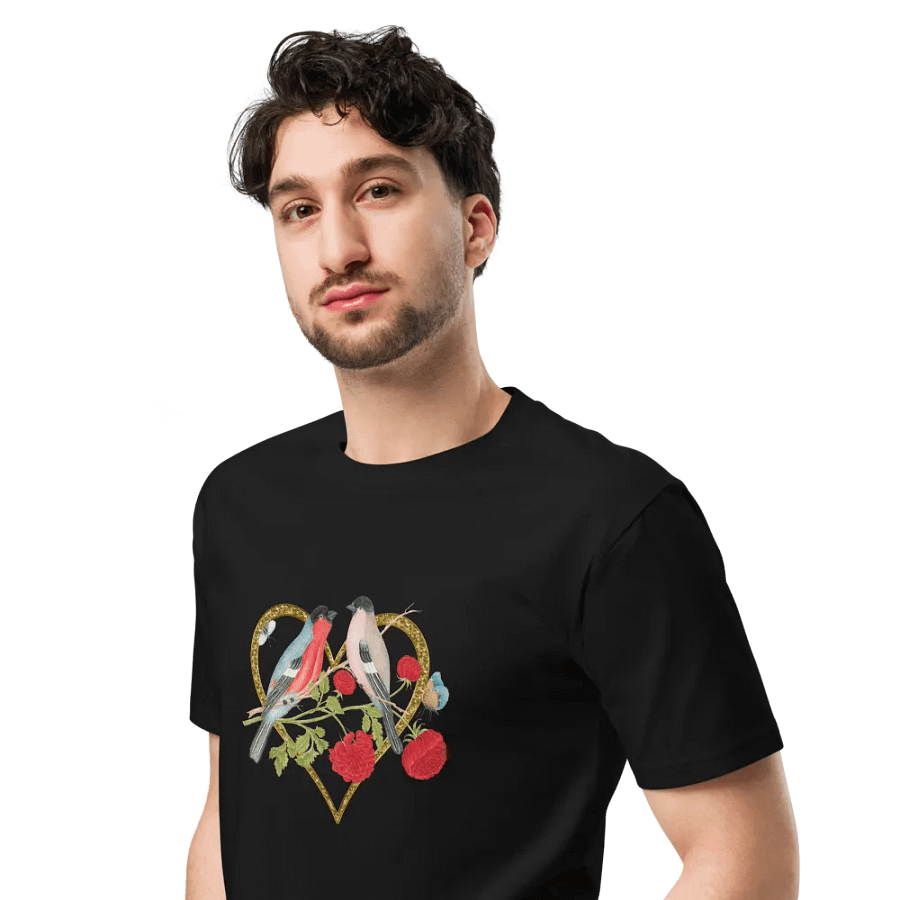 Love Birds Gold Heart Unisex T-Shirt product image (6)