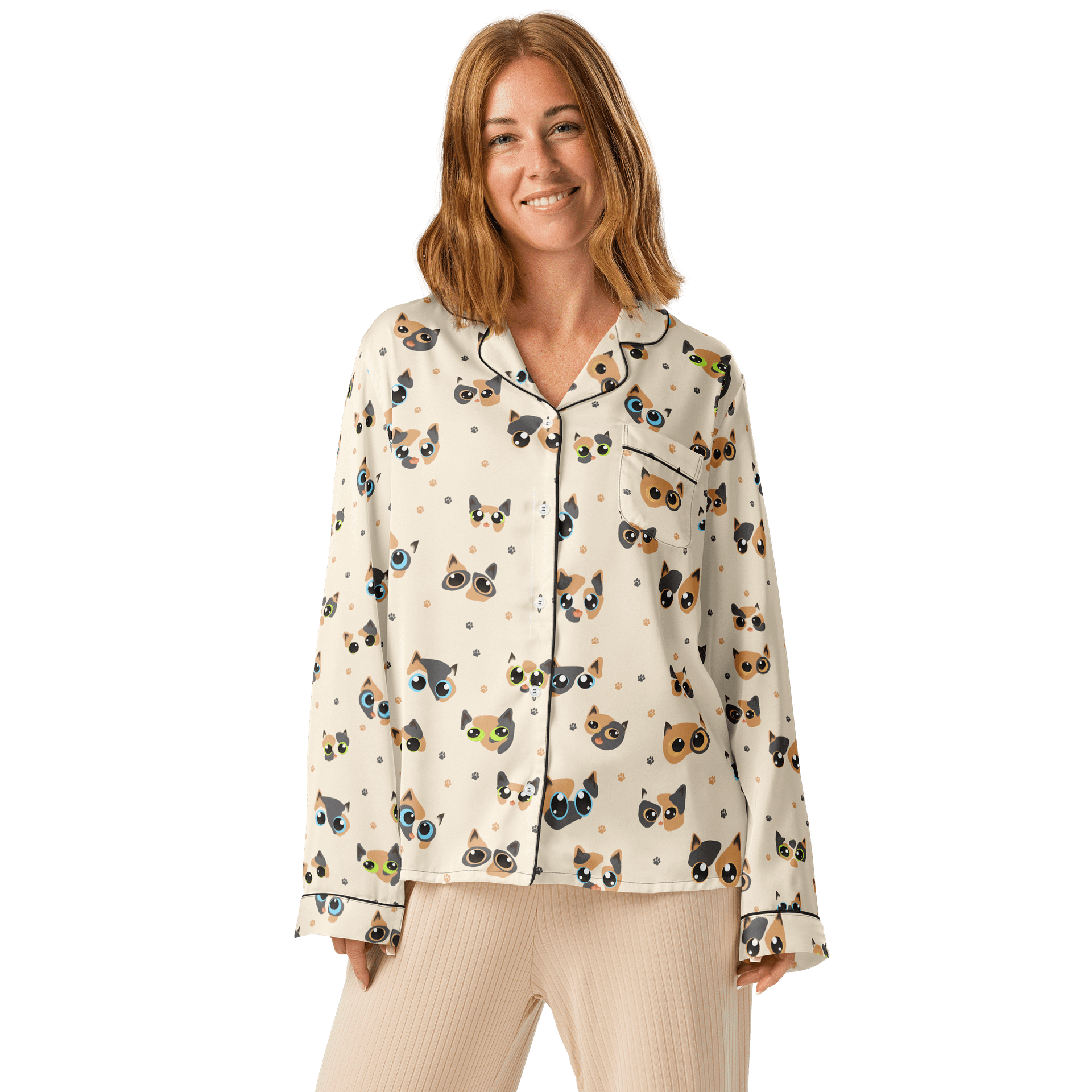 Calico Cats Long Sleeve Pajama Top product image (1)