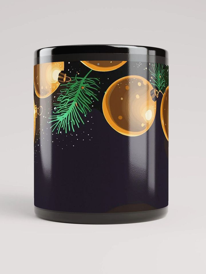 Golden Christmas Ornaments Black Glossy Mug product image (2)