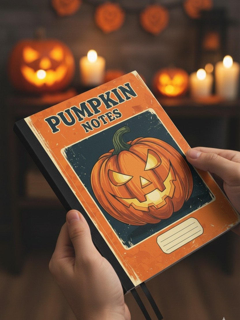 Rustic Pumpkin Notebook Cover, Vintage Fall Journal Design, Digital Download, Halloween Pumpkin PNG & JPG, DIY Planner Cover, Autumn Stationery Art product image (3)