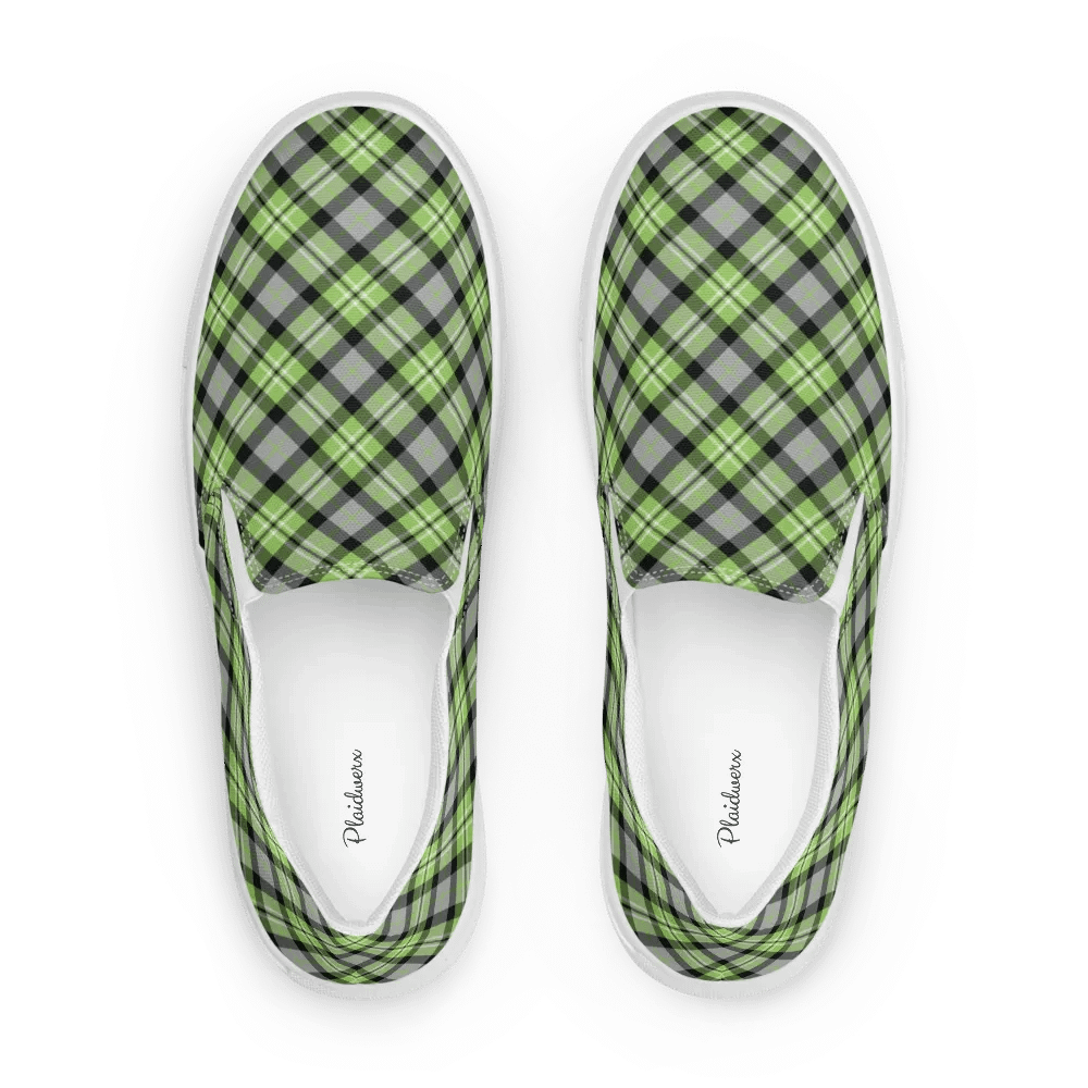 Light Green and Gray Plaid Women's Slip-On Shoes product image (1)