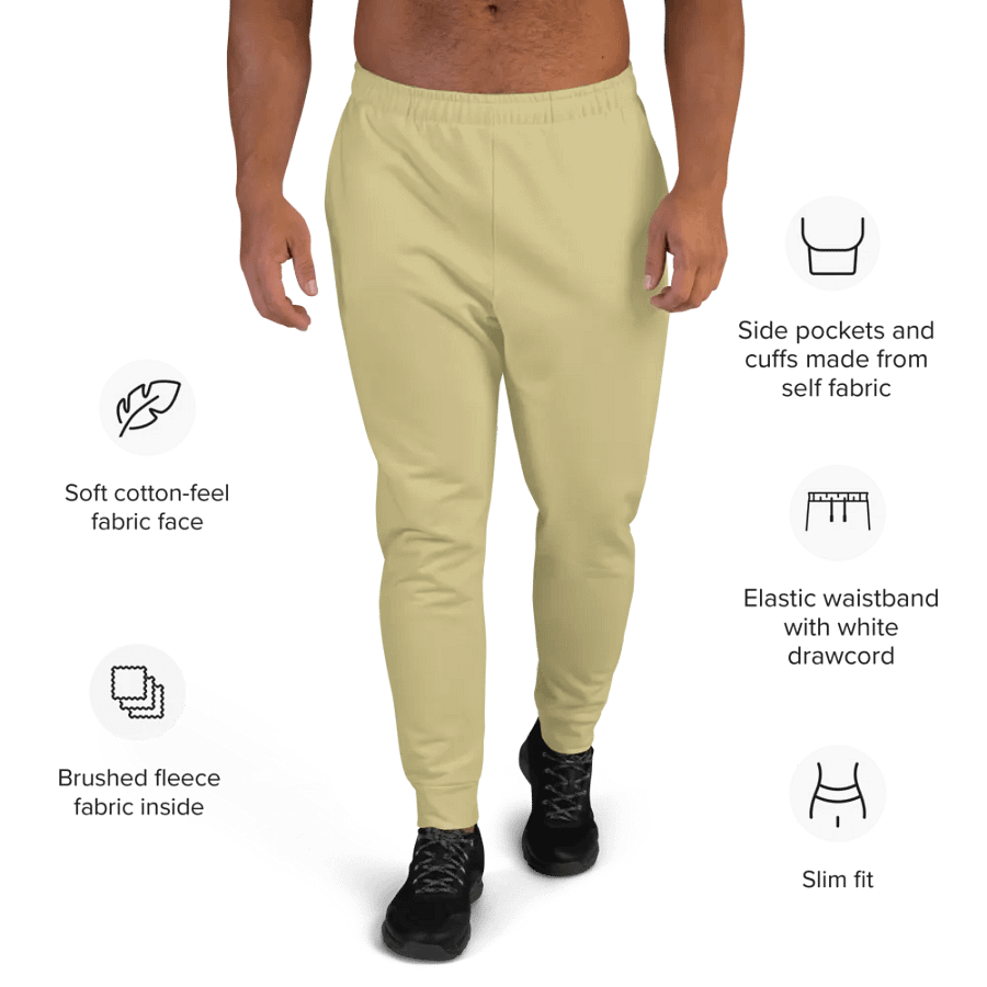 Plain Medium Yellow Soft Summer Recycled Polyester Premium Men's Joggers by Treasure Pie product image (9)