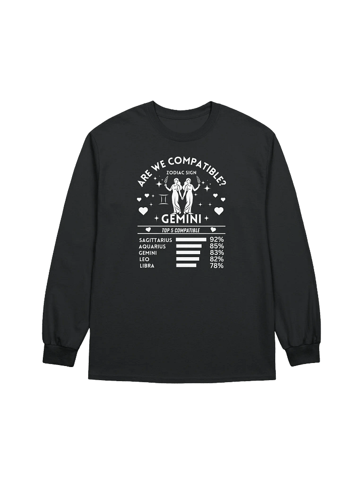 Gemini Zodiac Sign Romantic Compatibility - Gildan Ultra Cotton Unisex Long Sleeve T-Shirt - Dark Colors product image (2)
