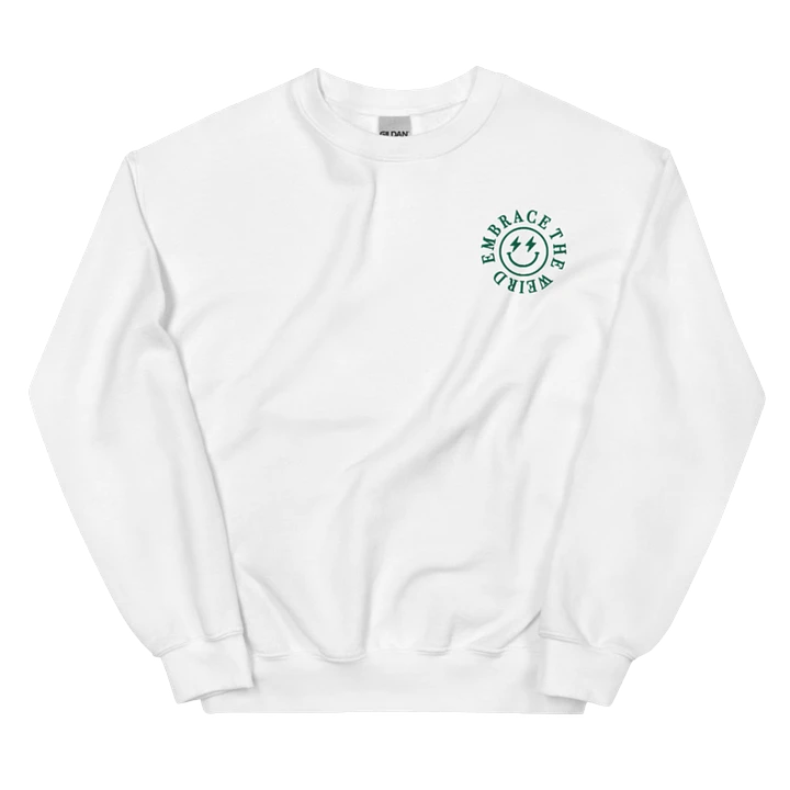 'Embrace The Weird' Crewneck - White with Green Embroidery product image (1)