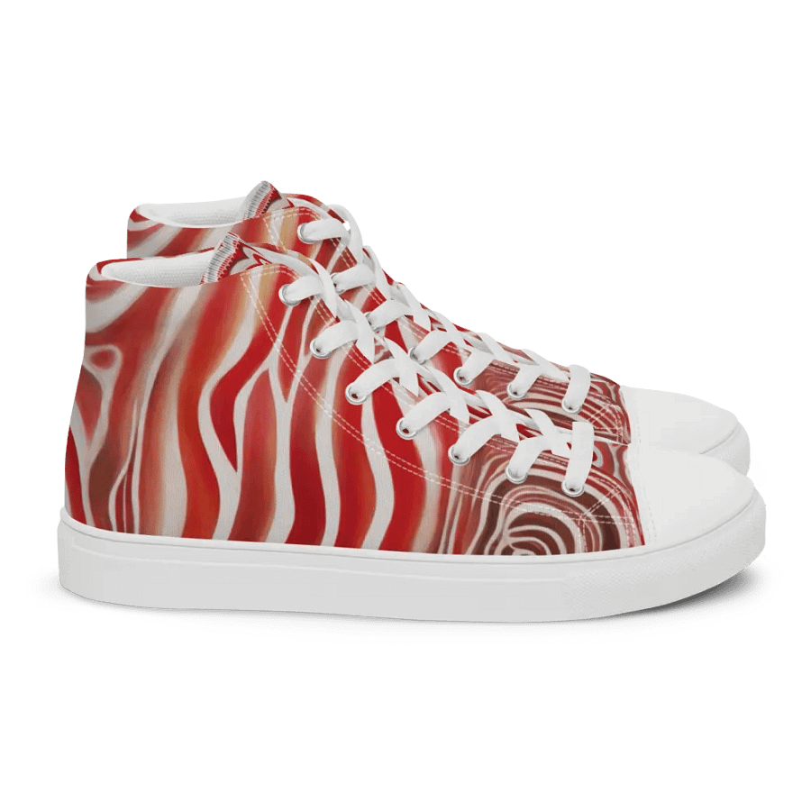 Funky Red Liquid Tie-Dye Explosion Men's High-Top Canvas Shoes product image (3)