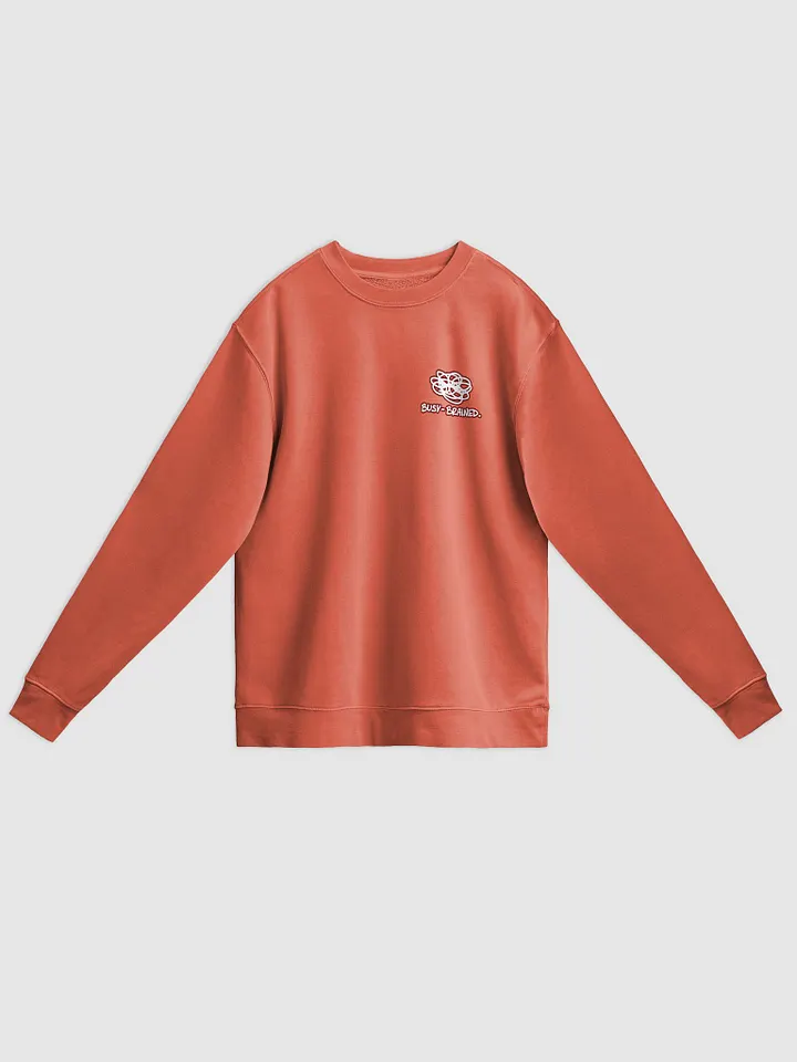 BUSY-BRAINED (sm. lined design, #6D1616) printed pigment crewneck product image (7)