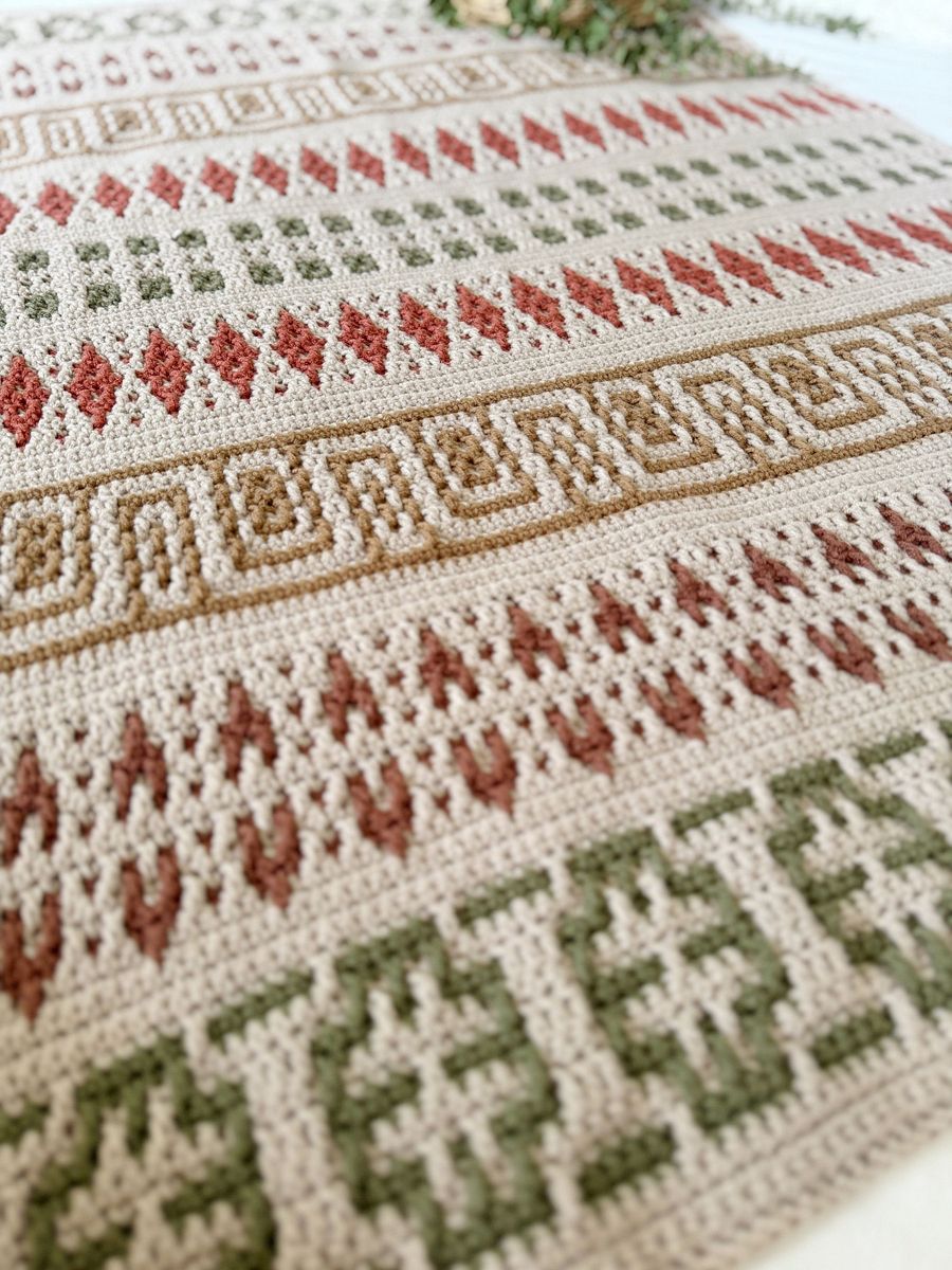 CROCHET PATTERN & VIDEO - Wildflower Inset Mosaic Crochet Blanket product image (4)