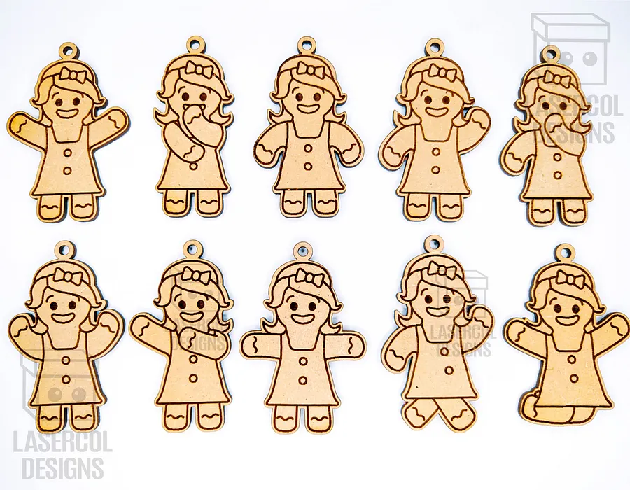 Gingerbread Cookies Christmas Ornaments Set 2 - Laser Cut Files product image (9)