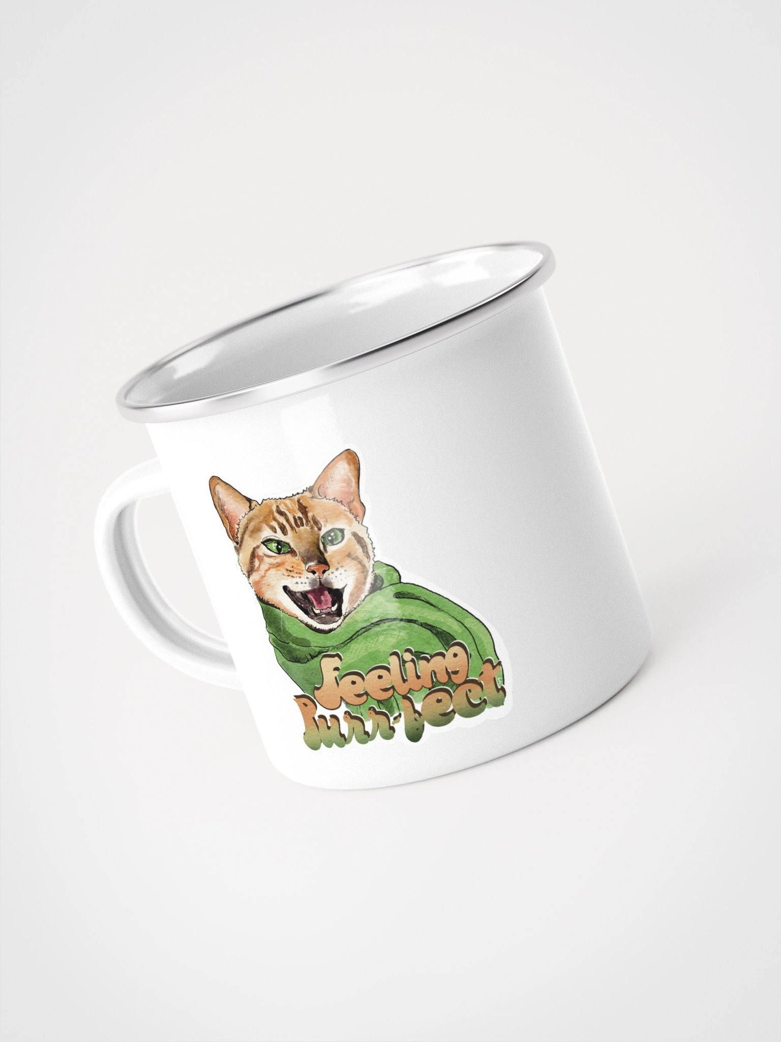 Feeling Purr-fect Cat with a scarf Enamel Mug product image (4)