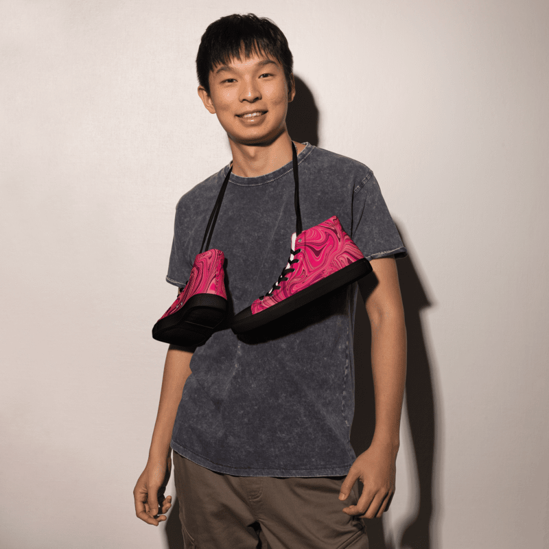 Men's High Top Canvas Shoes - Shades of Magenta Pink Digital Fluid Art product image (9)