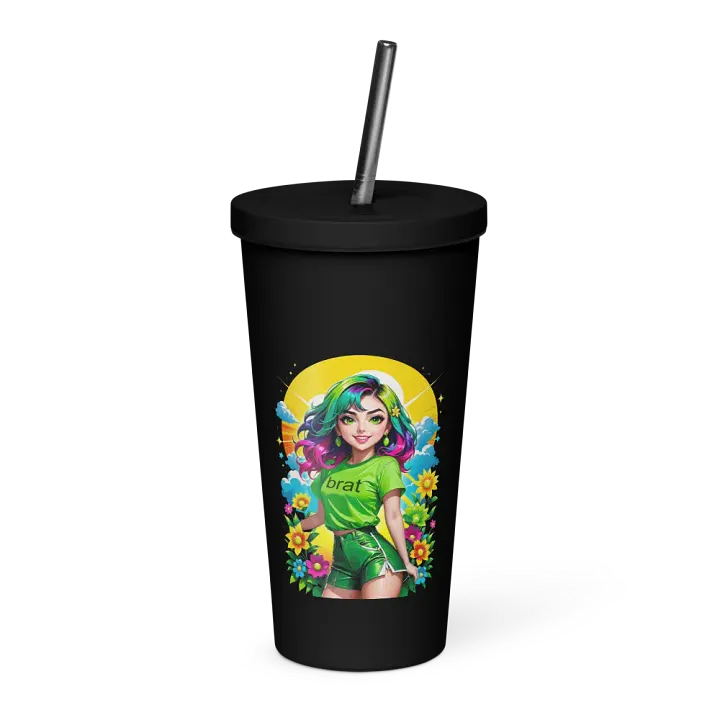 Brat 20 oz Tumbler Cup - Black - Insulated Tumbler with a Straw v3 product image (1)