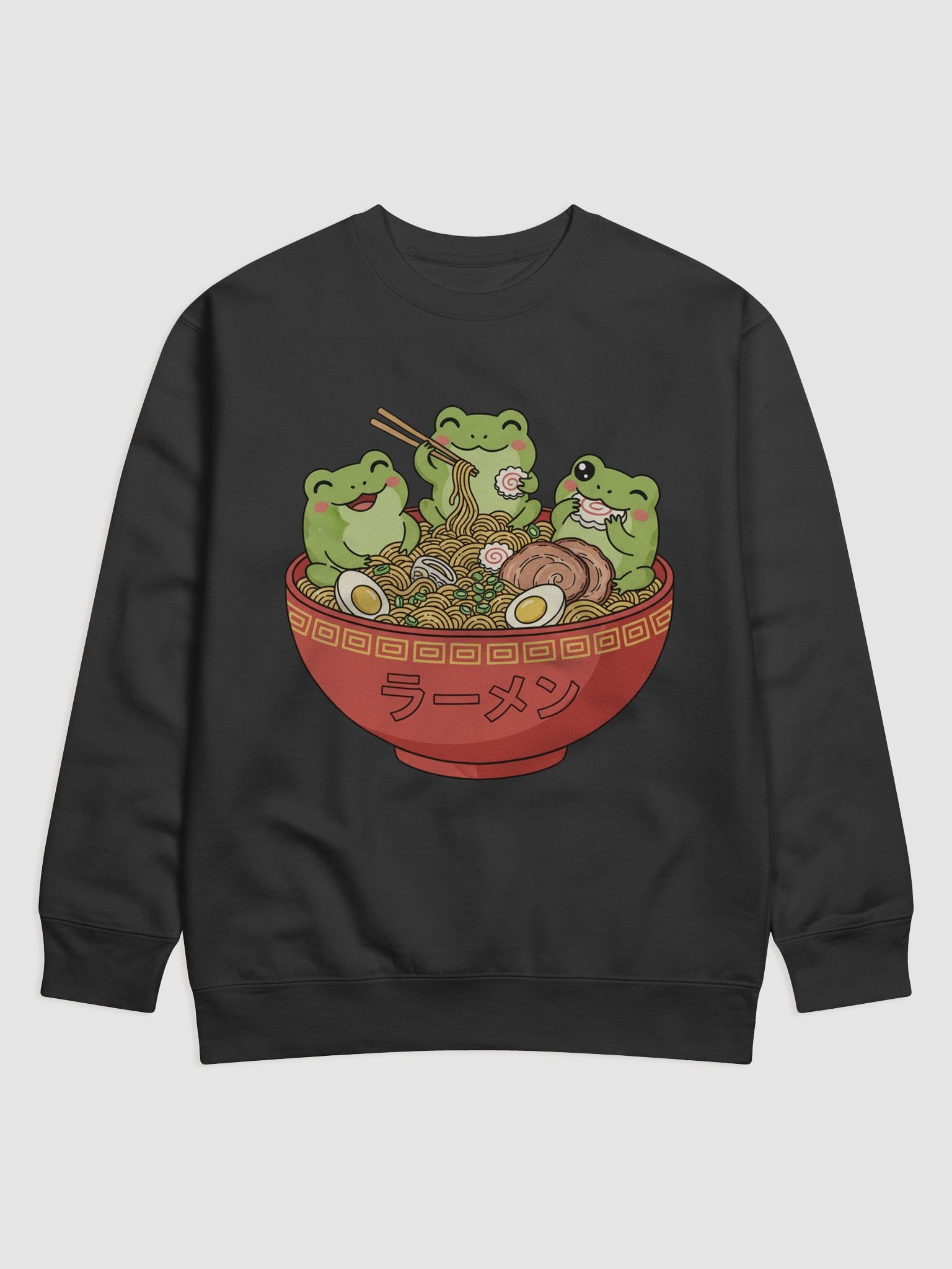 Adorable Frog Trio Ramen Kawaii Japanese Style Sweatshirt product image (2)