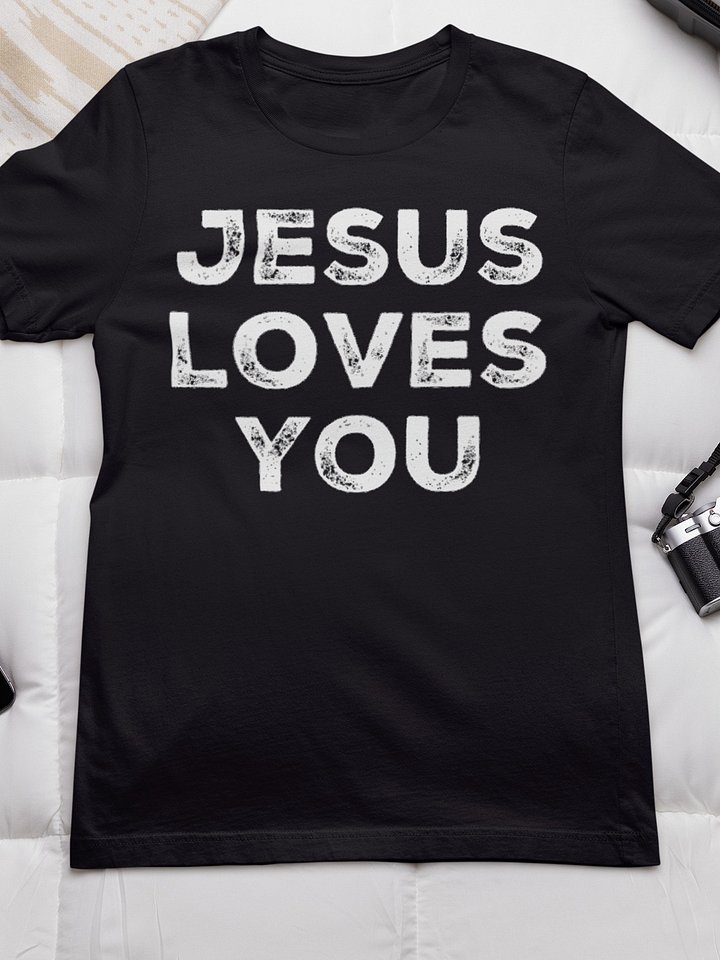Christian Shirt Black Jesus Loves You product image (1)