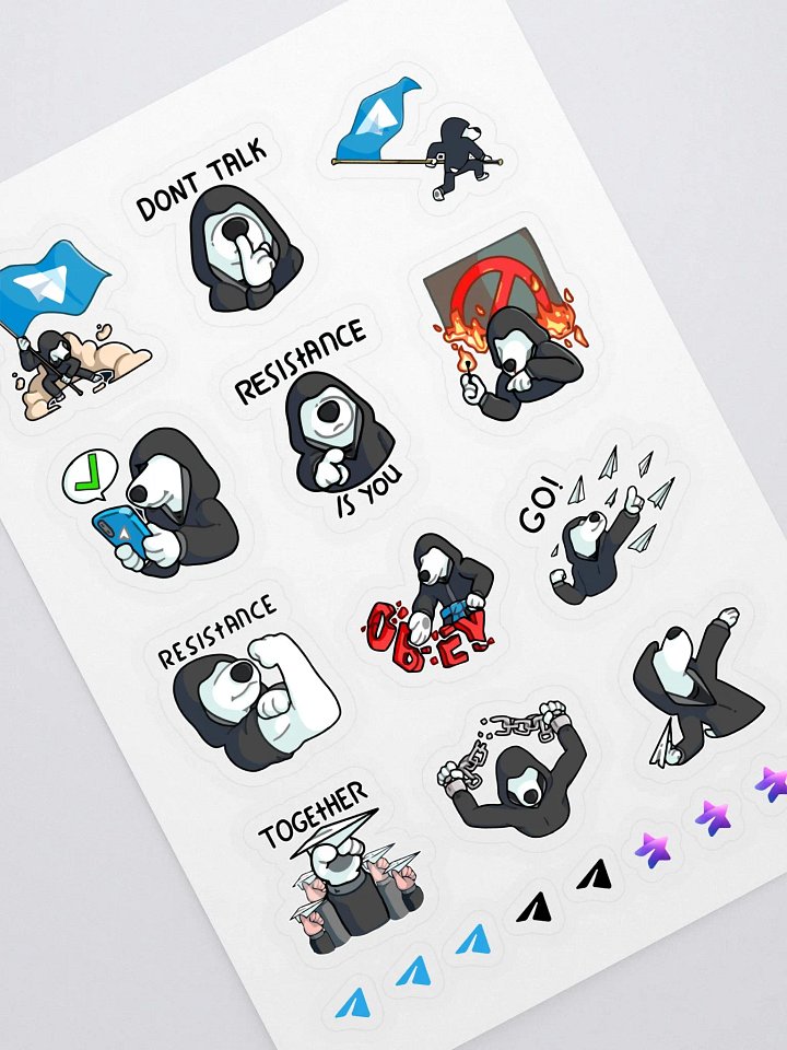 Hoja A5 con 20 pegatinas Telegram 