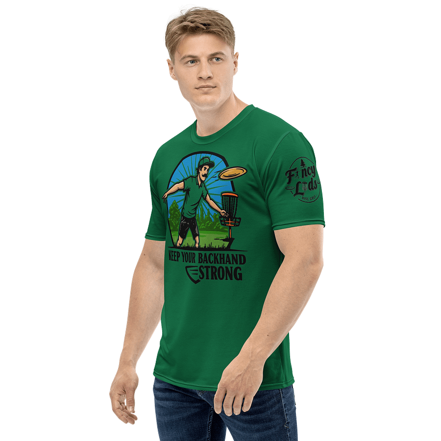 Fancy Lads Men's Green T-Shirt "Keep Your Backhand Strong" product image (3)