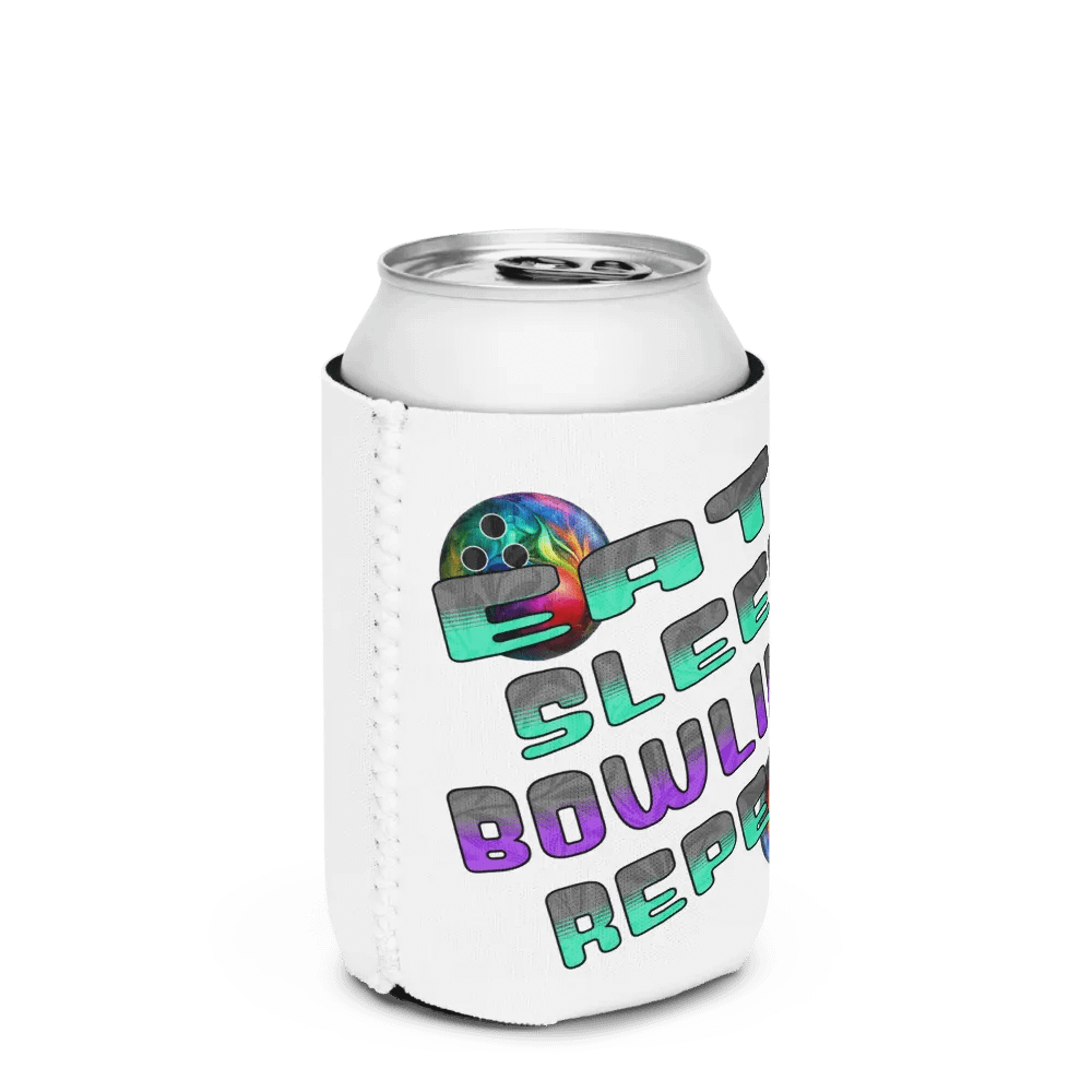 Eat Sleep Bowling Repeat Angle Colorful Ball Can Cooler product image (2)