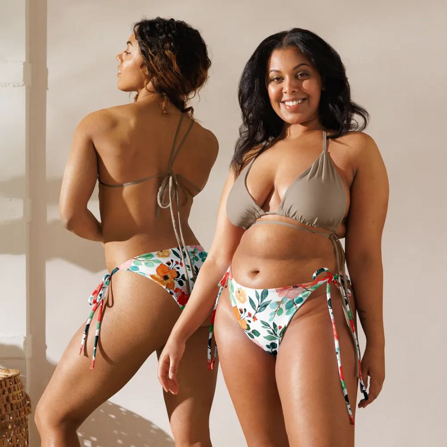 Watercolour Floral Pattern String Bikini Bottom - v7 product image (4)