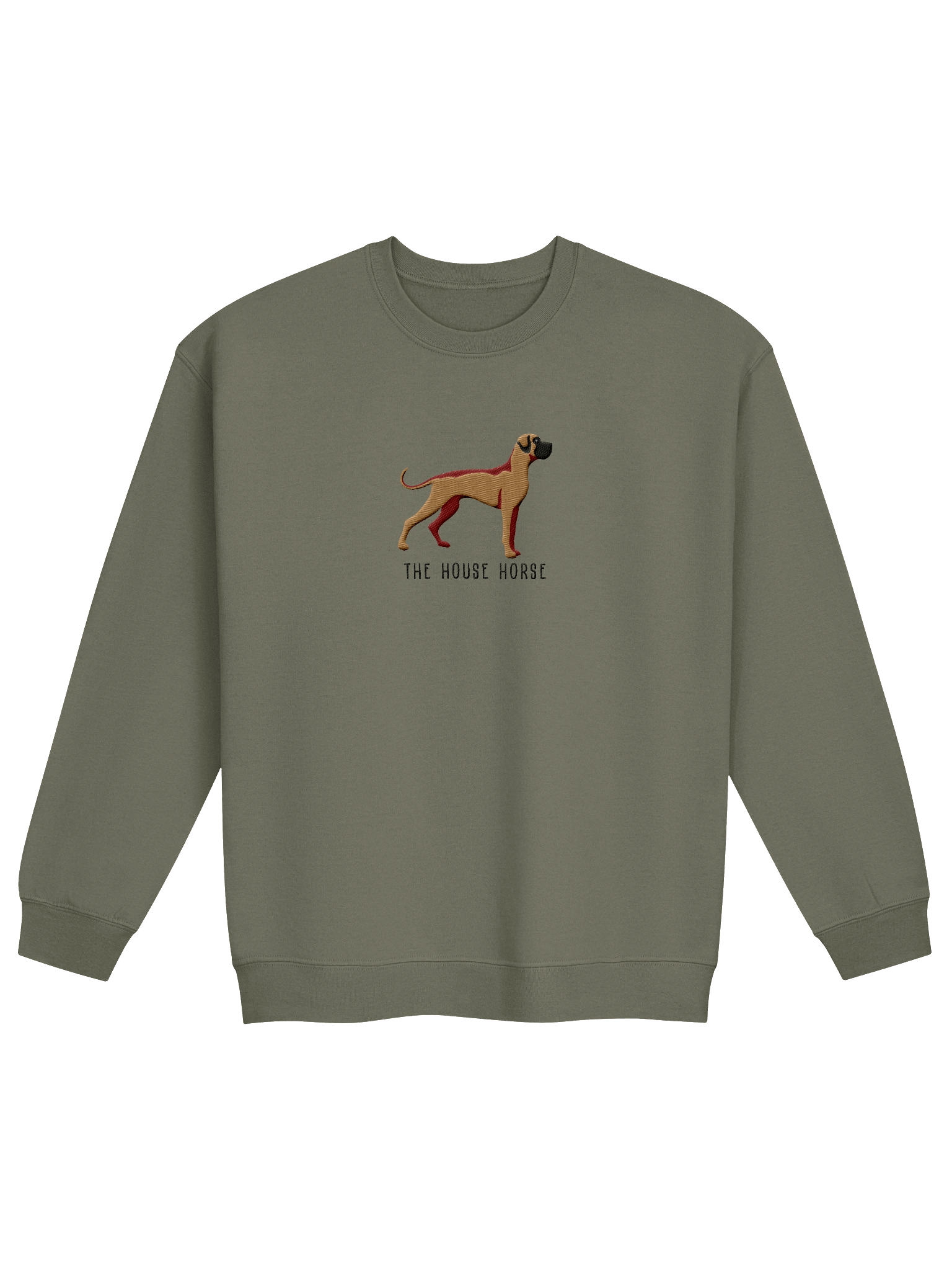 The House Horse Sweatshirt (Embroidered) of a Great Dane(Tan, Black Mask) product image (1)