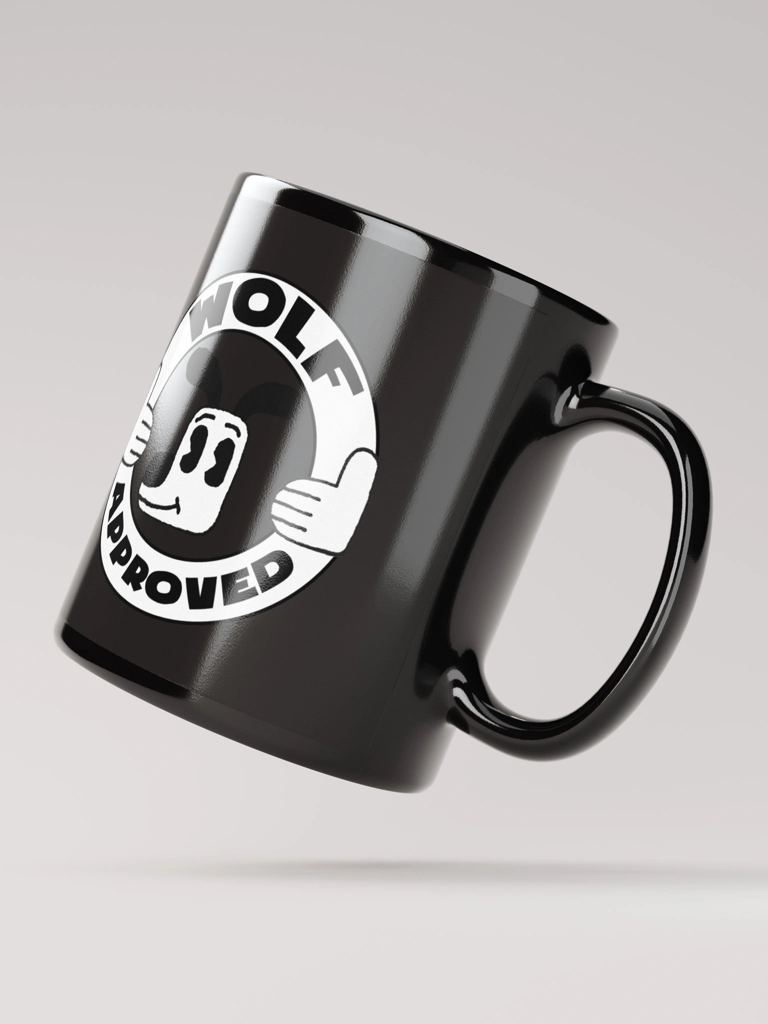 Wolf Approved Black Glossy Mug product image (2)