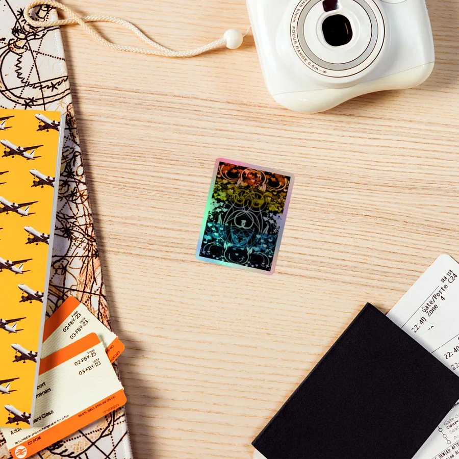 Aroace Flag Sticker: Sunset Colors (Flourish Variation) product image (5)