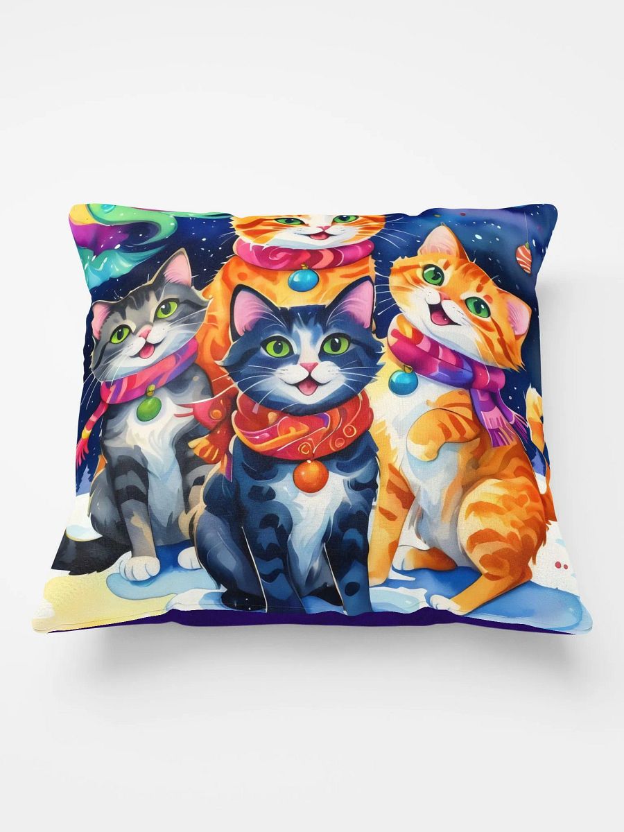 Festive Cats in Scarves Pillow product image (3)