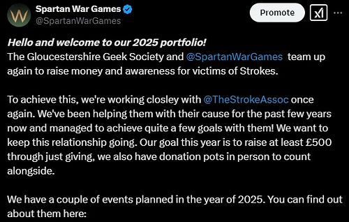 Hello and welcome to our 2025 portfolio!
The Gloucestershire Geek Society and @SpartanWarGames team up again to raise money a...