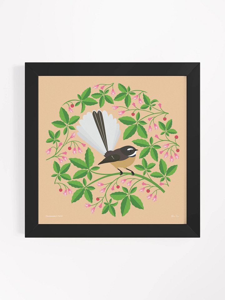 Pīwakawaka (Fantail) in Pūriri Framed Wall Art product image (1)