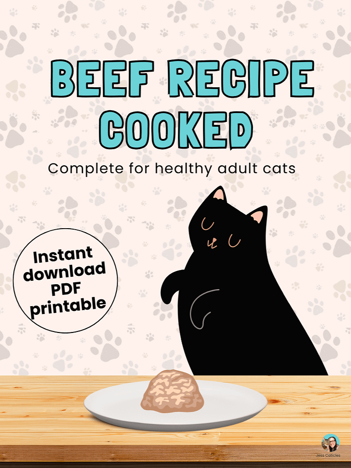 Cooked beef cat food recipe ~ 1 recipe for adult cats product image (1)