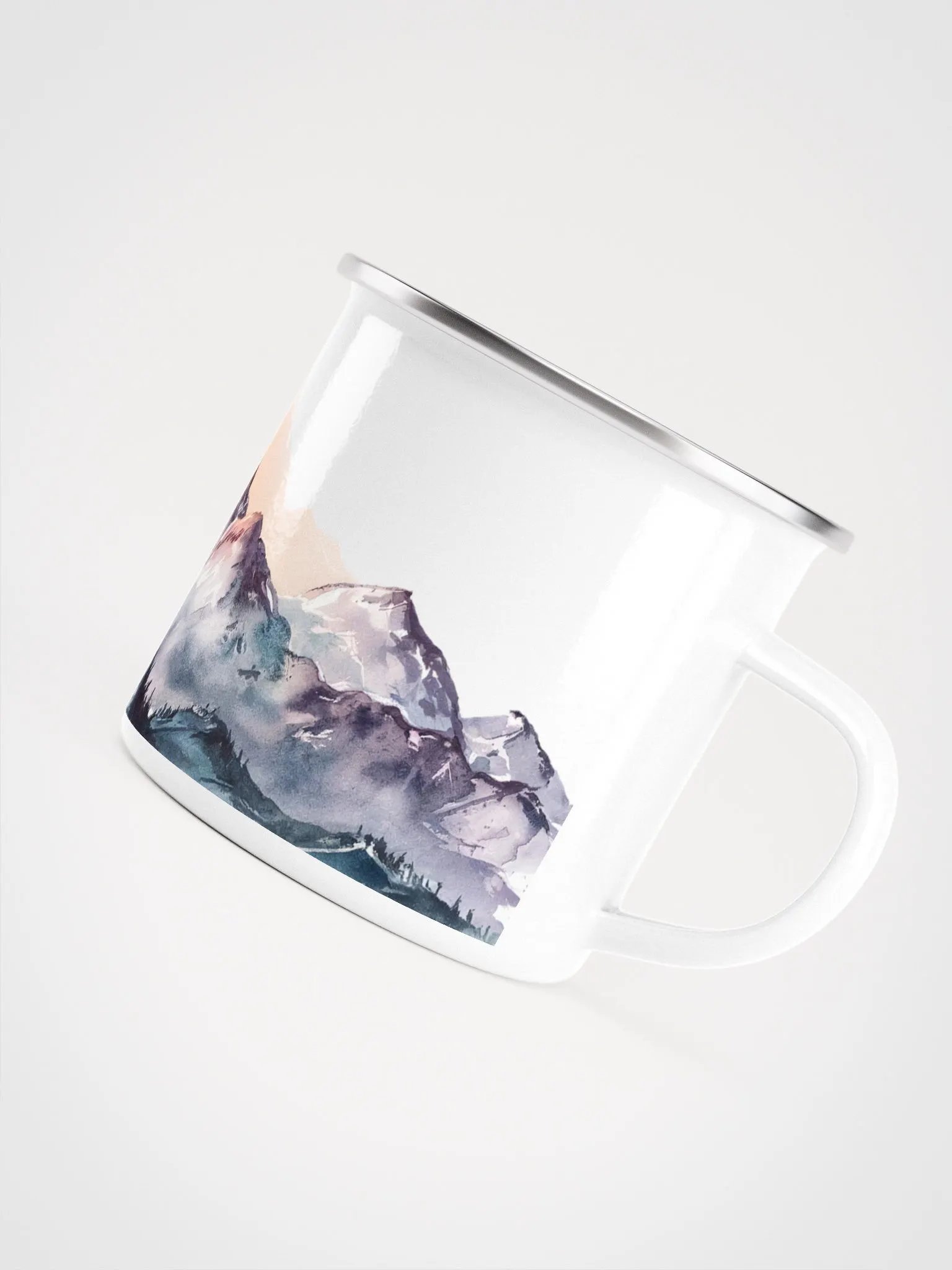 Watercolor Mountain Sunset Enamel Mug 12oz product image (5)
