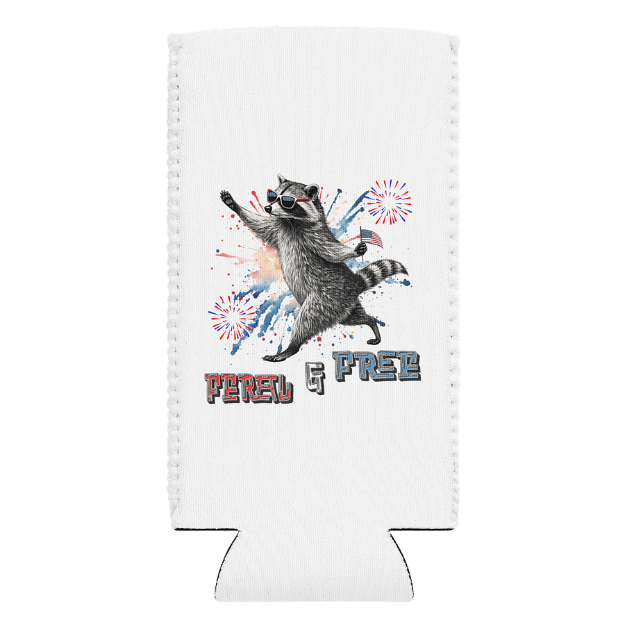 Feral And Free Raccoon Coozie Can Cooler product image (1)