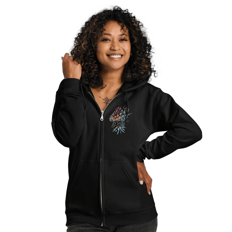 Let's Do It Swoosh Graffity Styled Upside-Down Pineapple Zip Front Hoodie product image (11)