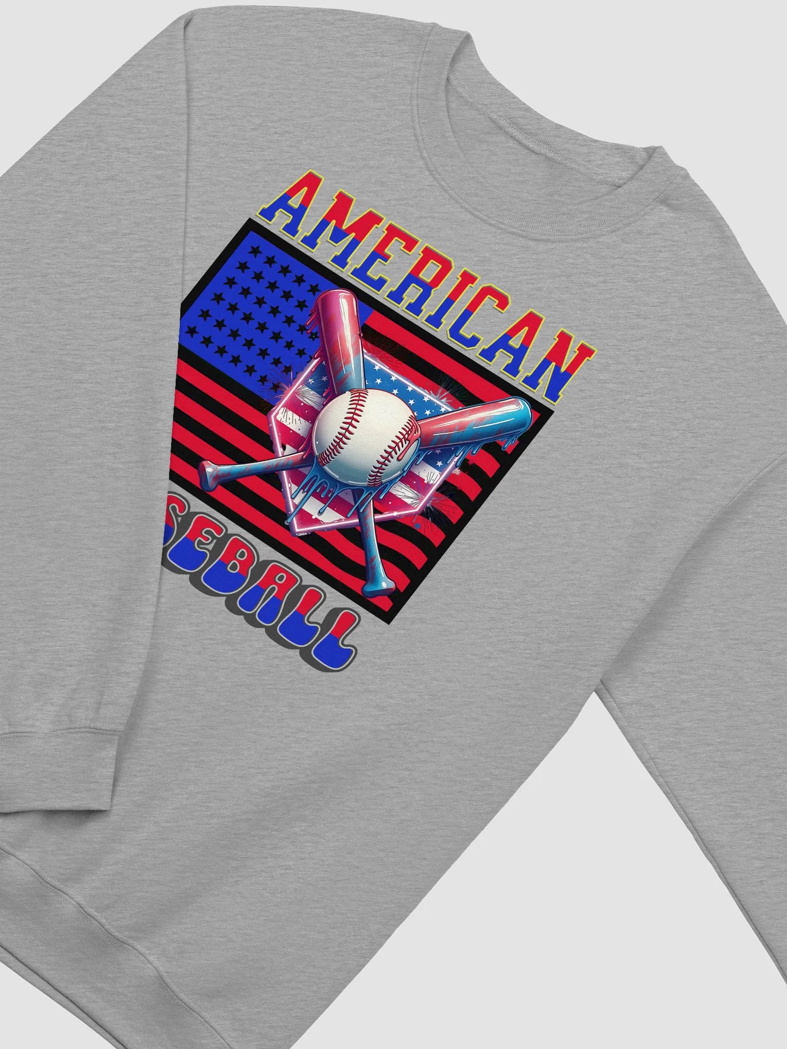 American Baseball Flag Patriotic Swinging Crewneck product image (20)