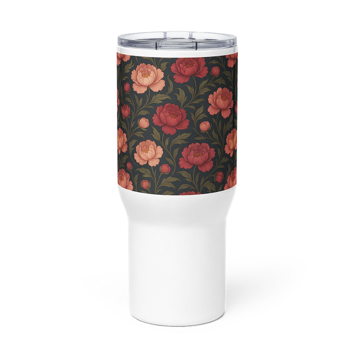 Peony Travel Mug – Vintage Floral Peonies Coffee Tumbler for Hot or Cold Drinks product image (2)