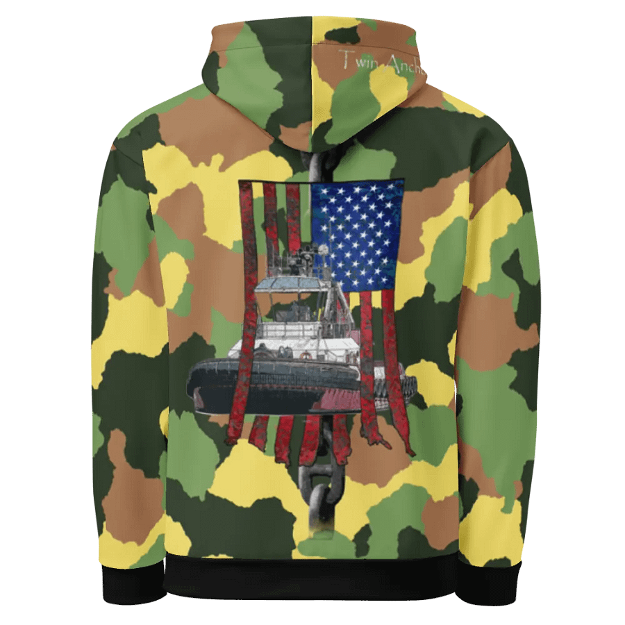 Green Camouflage Chain Athena Tug & CE Flage Hoodie product image (1)