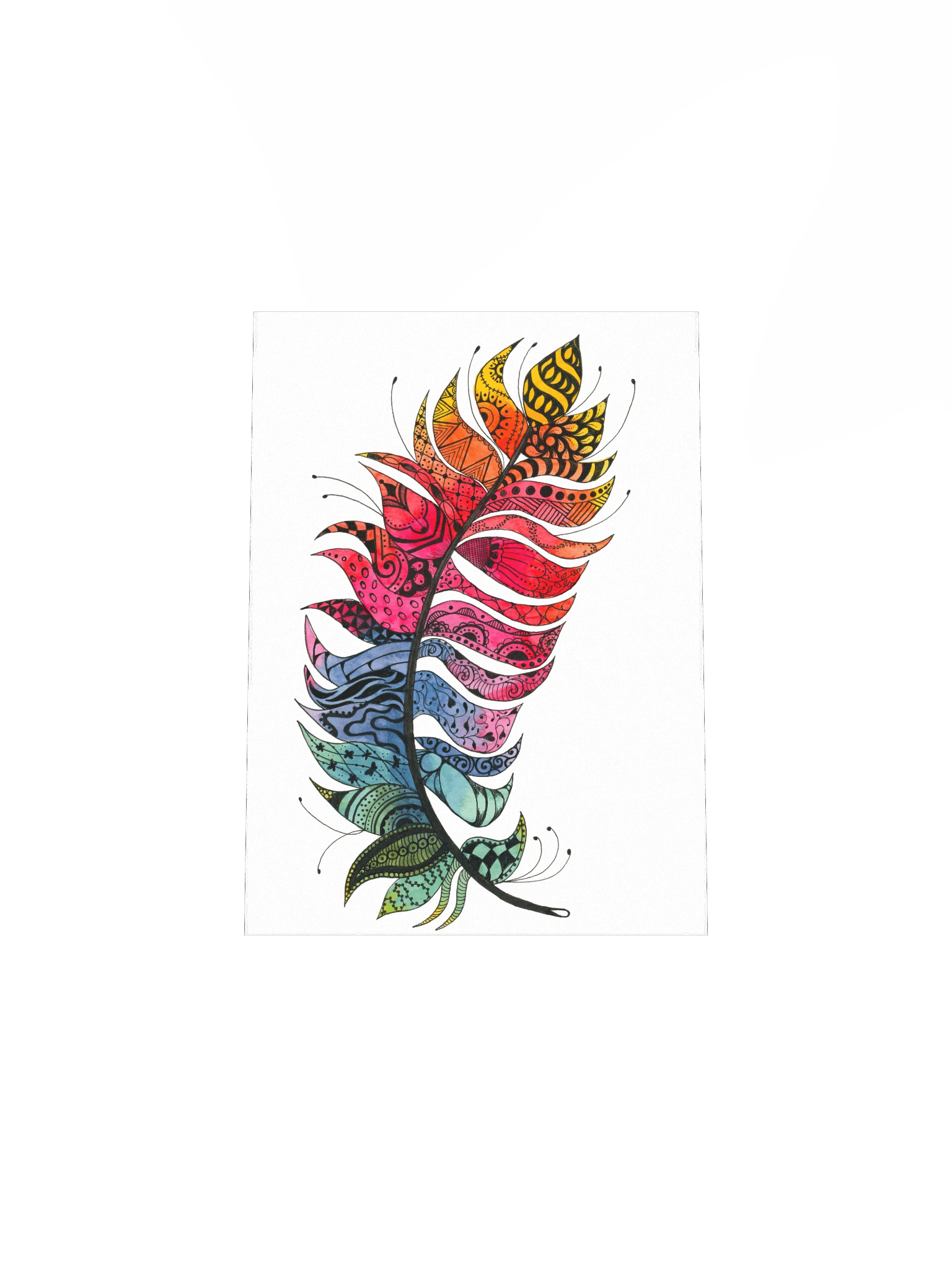 Vibrant Zentangle Feather Print product image (26)
