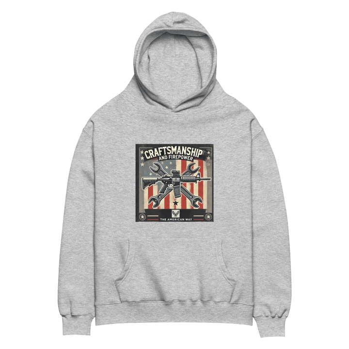 Premium Oversized Hoodie – “Craftsmanship and Firepower: The American Way” product image (8)