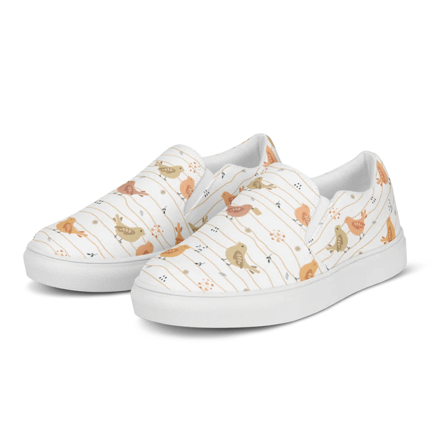 Kawaii Musical Birds Canvas Slip-On Shoes product image (6)