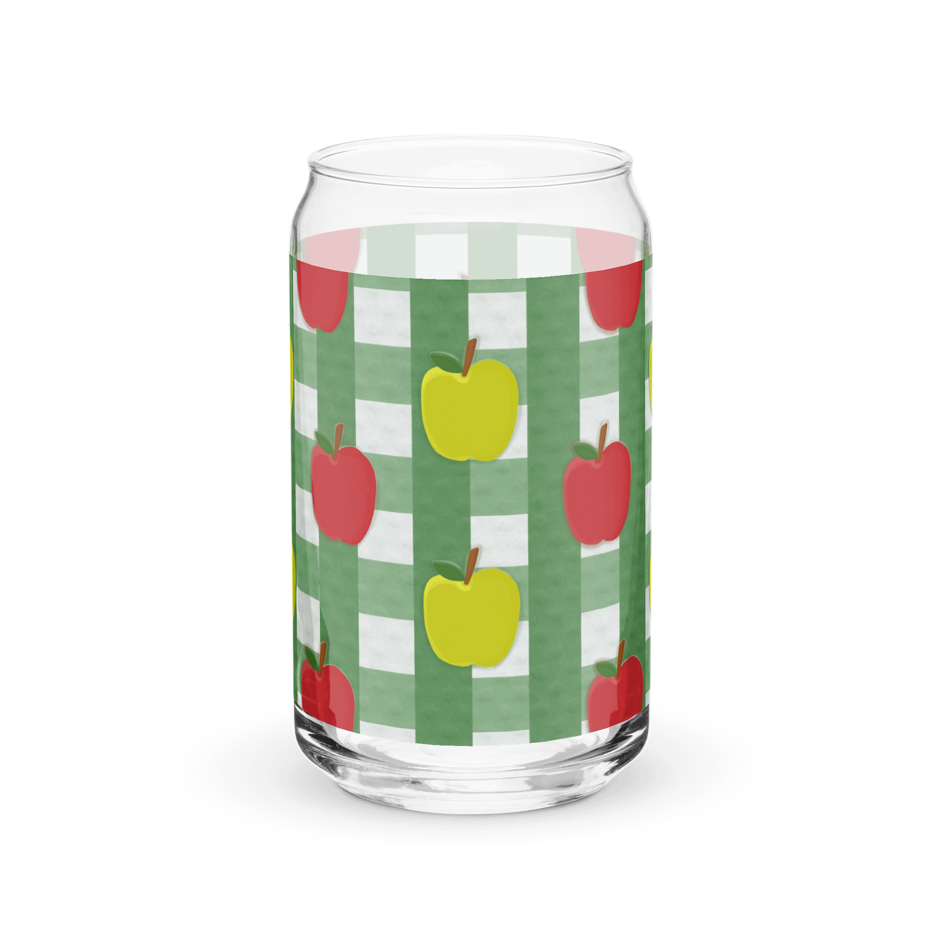 Apple Gingham- Green Background Glass Tumbler product image (1)