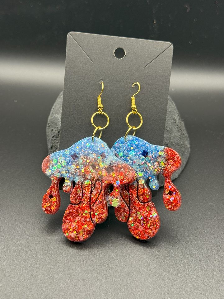 Resin Earings - Dripping Mushrooms product image (1)