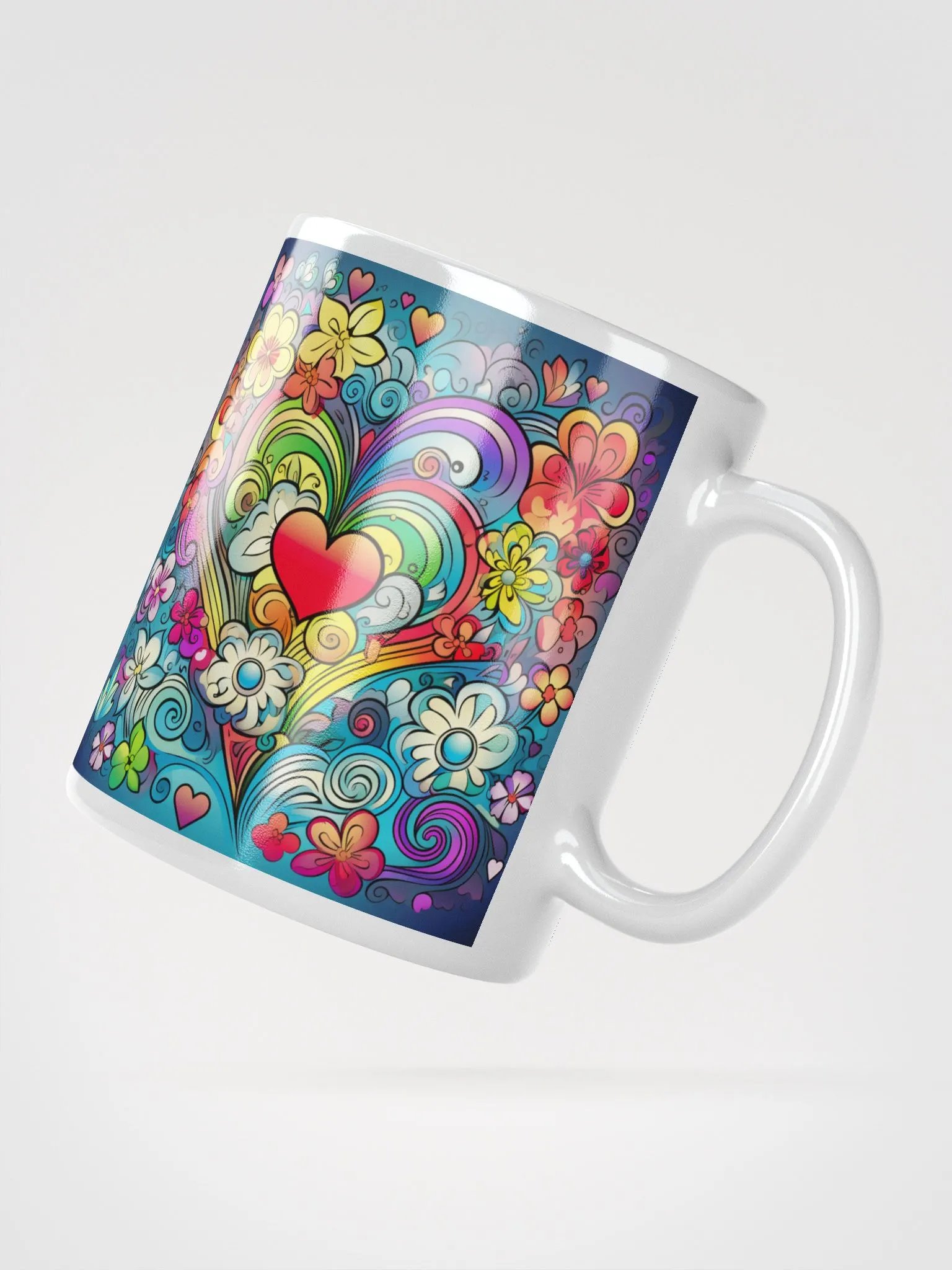 Hearts and Flowers in a Rainbow of Colors Mug product image (2)