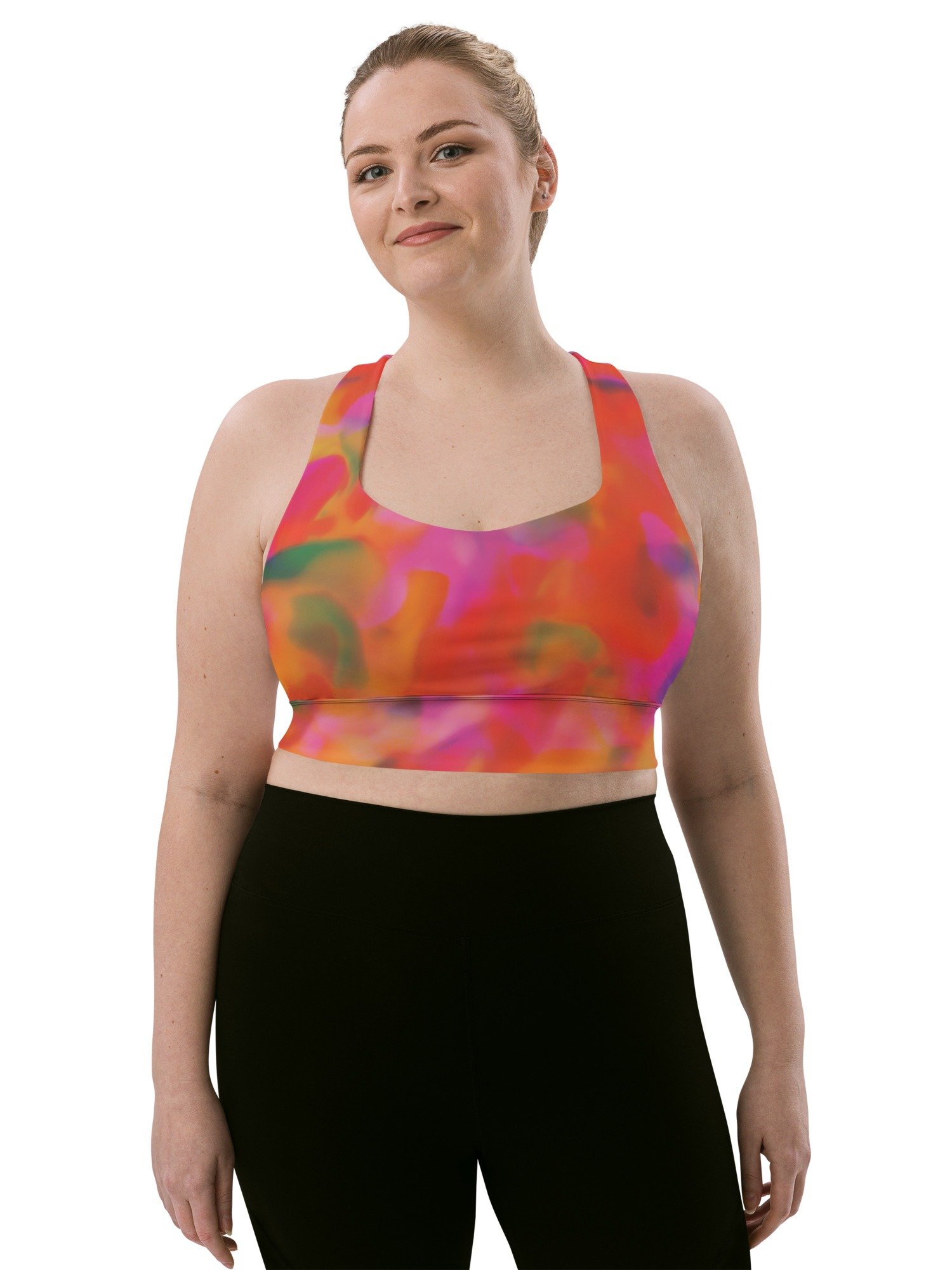 Printed High Impact Bra "Trendy Vibrant Pink Orange Tie Dye" product image (7)