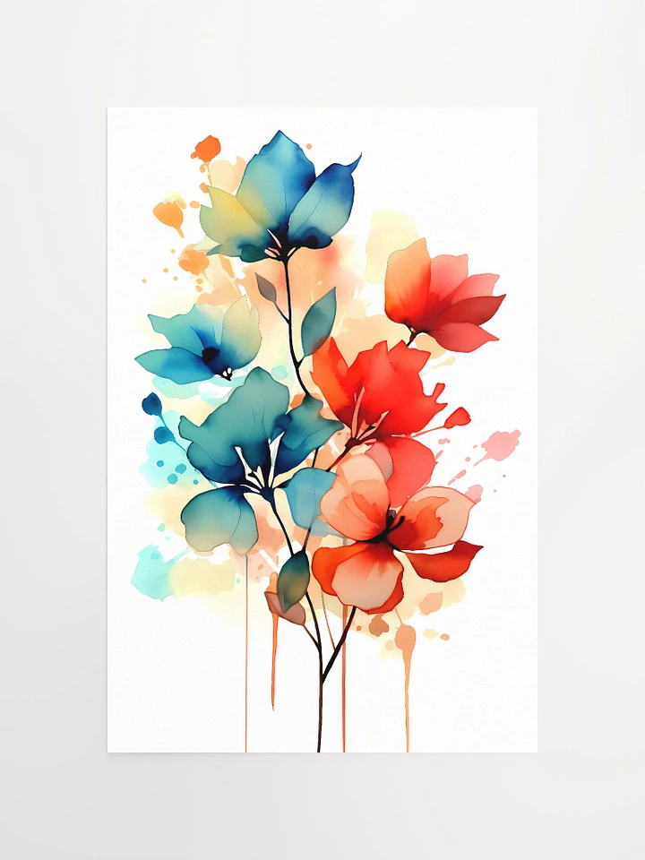 Spectrum of Elegance: Vivid Watercolor Floral Display Matte Poster product image (2)