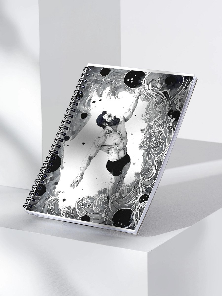 Monochrome Maritime Adventure: Black & White Waves Spiral Notebook product image (3)