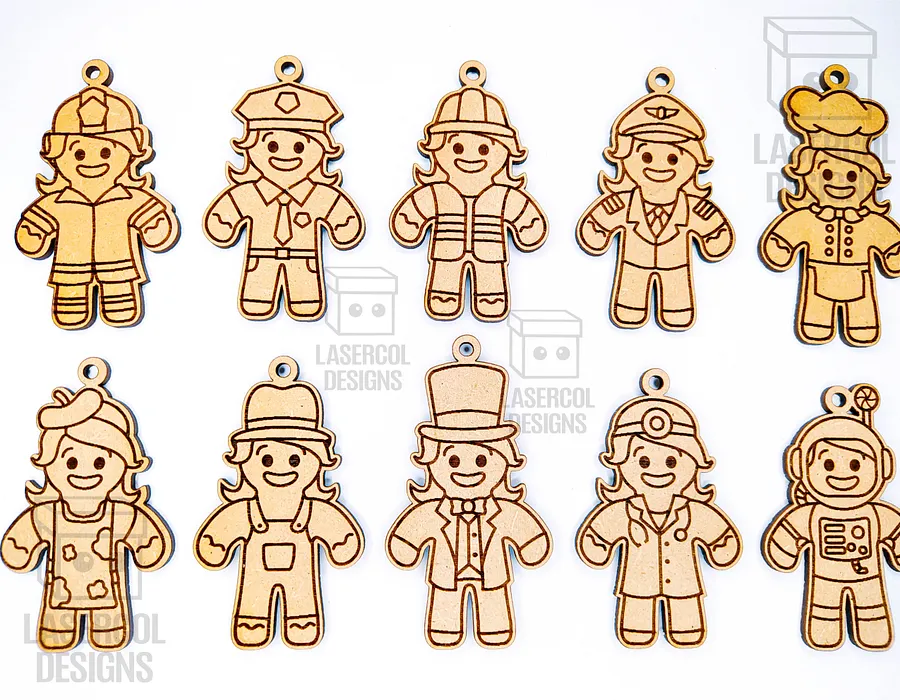 Gingerbread Cookies Christmas Ornaments Set 4 - Laser Cut Files product image (9)