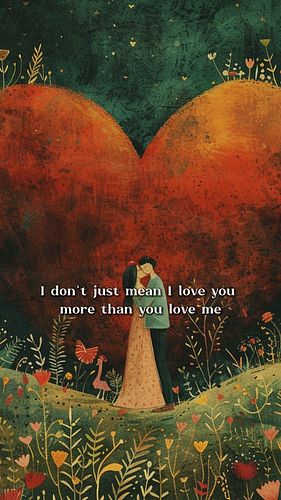 When I say I love you more,
I don't just mean I love you more than you love me. I mean
I love you more than the bad days ahea...