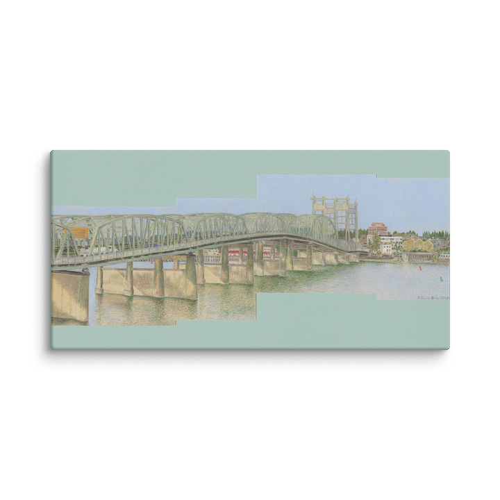 View from the Jantzen Beach Hotel in Portland, Oregon on Canvas with Green Fill (24" x 48") product image (1)