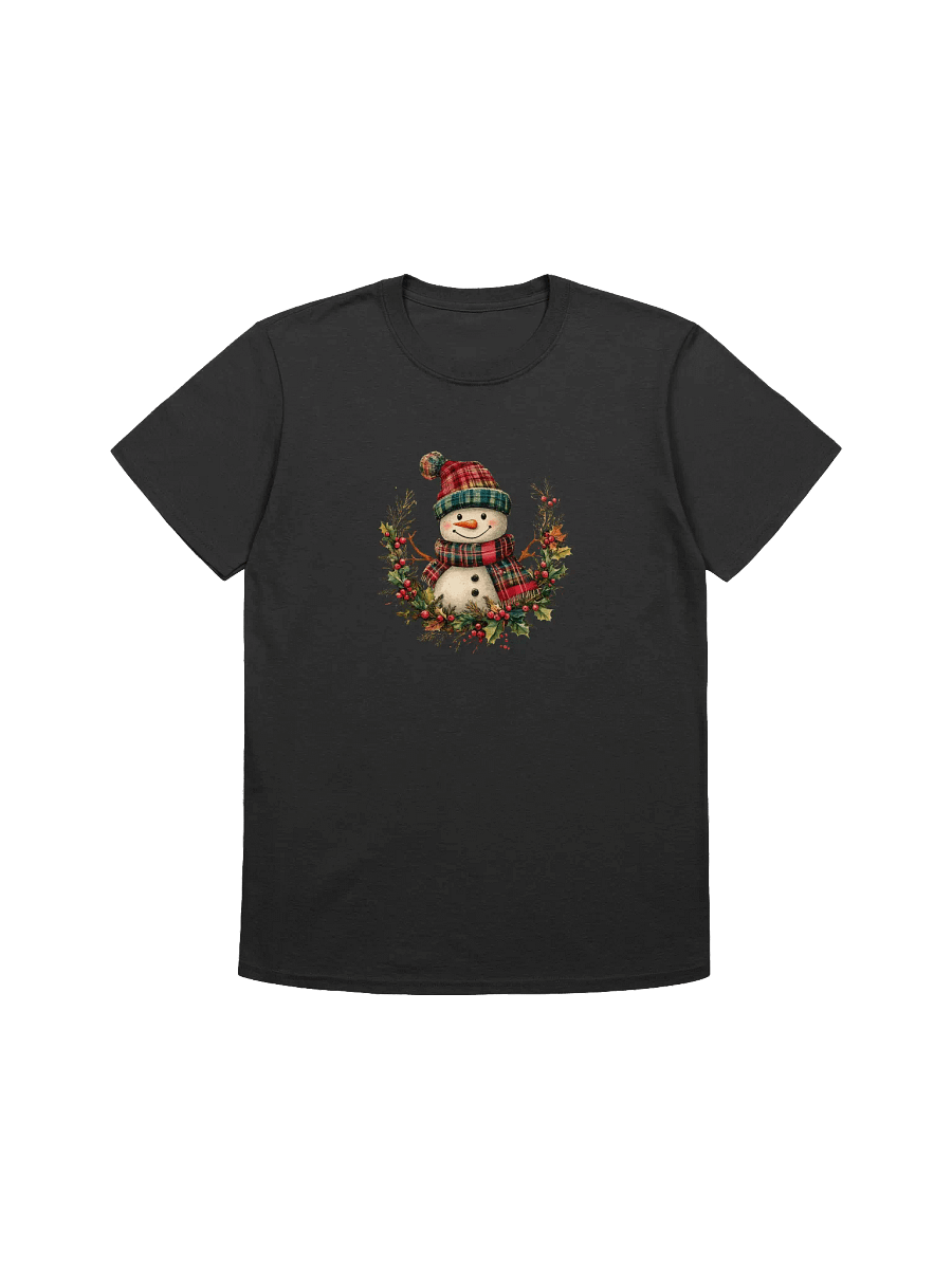 Country Snowman & Christmas Wreath Unisex T-Shirt product image (4)