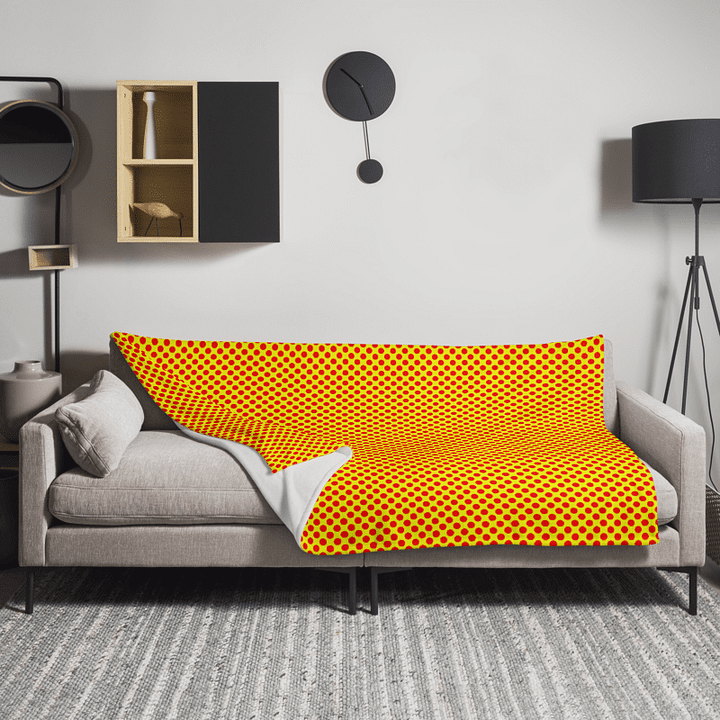 Red Polka Dots on Yellow Throw Blanket product image (1)