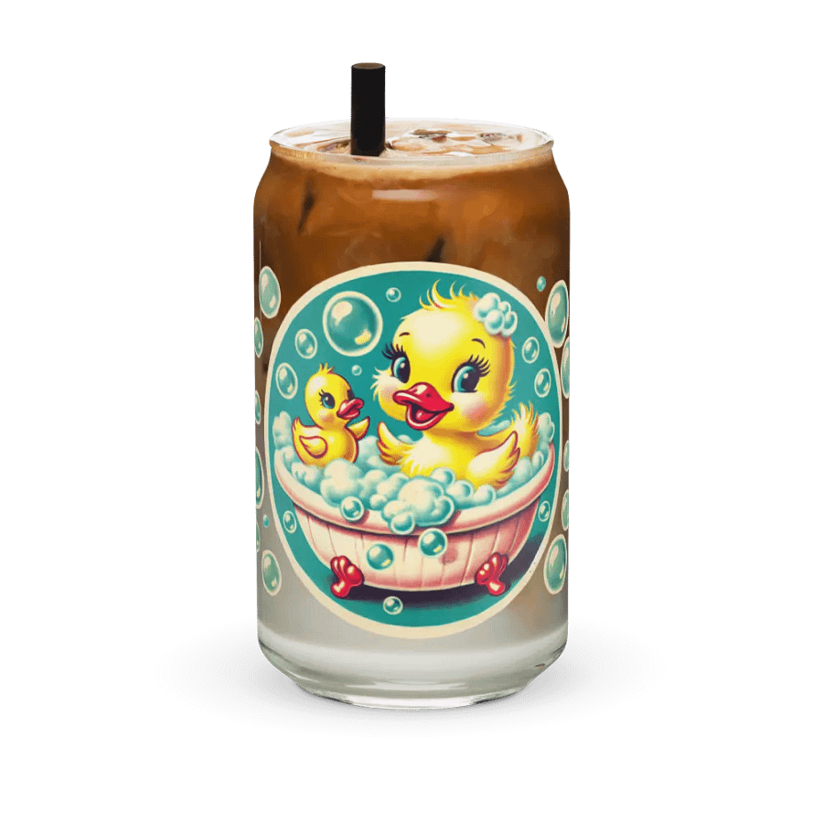 Ducky in a Bubble Bath Glass with Optional Lid and Straw product image (36)