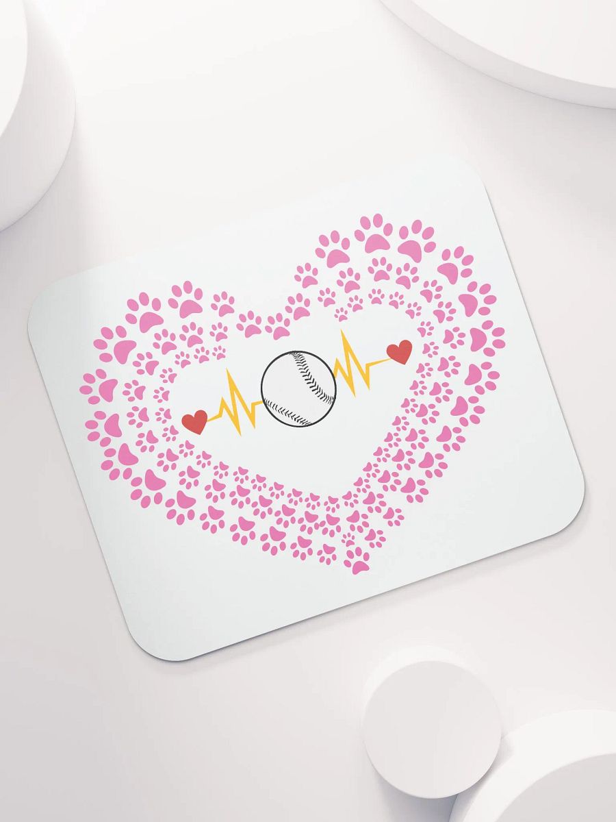 Heart Paw Print Baseball Mouse Pad product image (5)